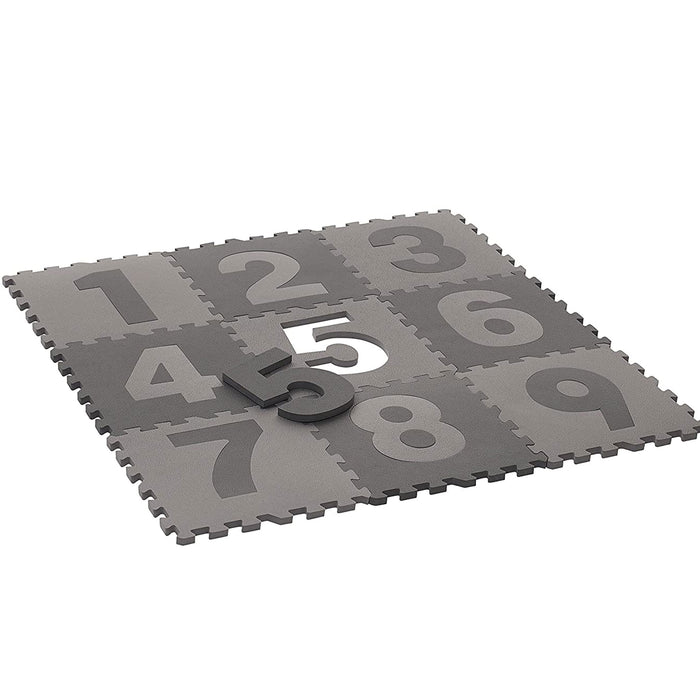 Tappetone Componibile PUZZLE Foam con Numeri Grigio 9 pz