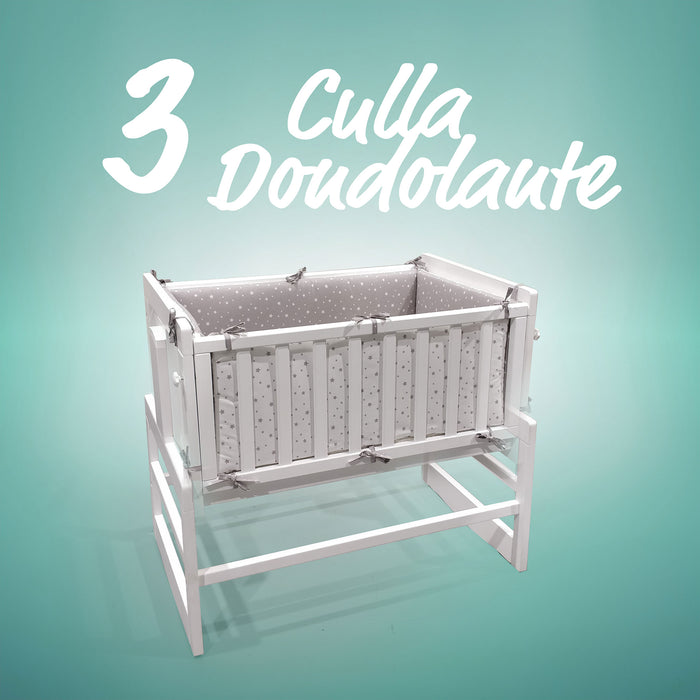 Culla Convertibile ALBA 5 in 1 Next-to-Me MIKY Double Face Star Grey/White