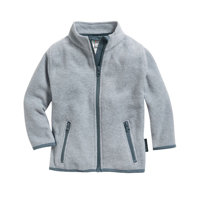 Giacca Pile Grigio Chiaro con Cerniera e Tasche