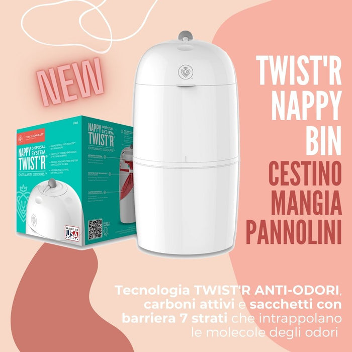 REGALATO !S! Cestino Mangia Pannolini TWIST'R NAPPY Anti-Odori con Sistema Rotativo