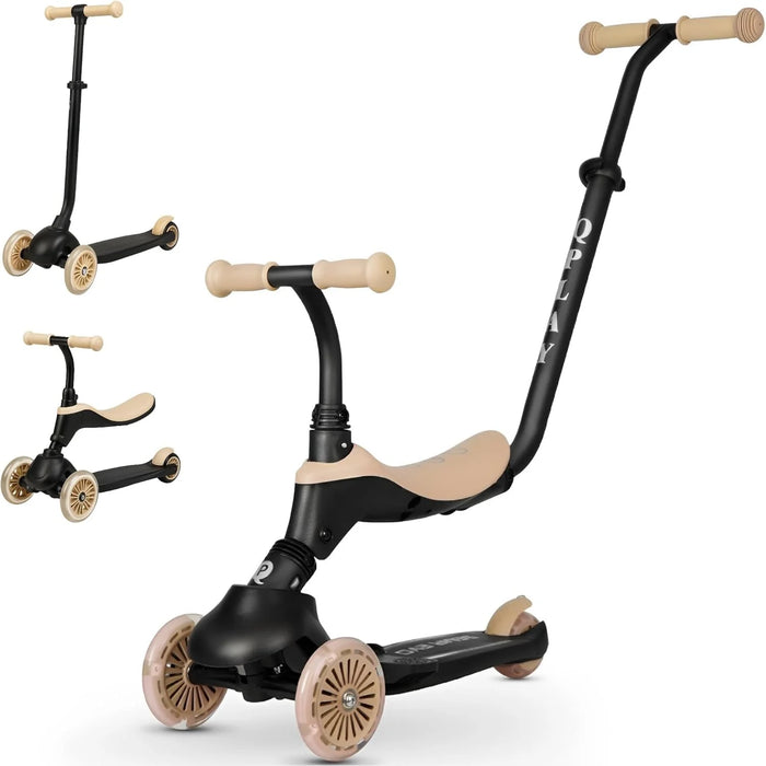 Qplay SEMA Monopattino 3 in 1 per bambini, Monopattino evolutivo, Modalità a spinta del genitore, Manubrio Regolabile, Ruote in Gomma, Freno Posteriore, 36-72 Mesi