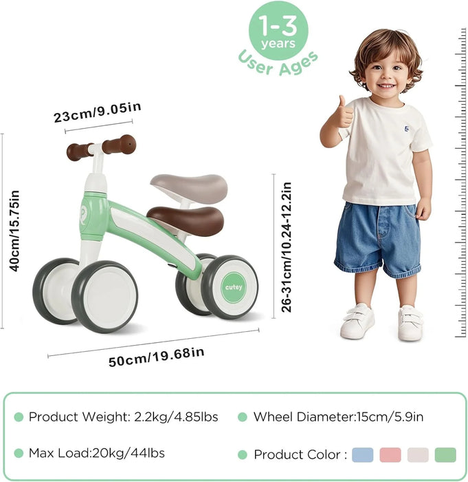 QPlay Baby Walker Balance Bike Età 10-36 Mesi Bici Balance Bike per bambini di 1 anno Pre-School First Bike con 4 ruote senza pedale Giocattoli per bambini