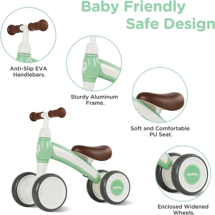 QPlay Baby Walker Balance Bike Età 10-36 Mesi Bici Balance Bike per bambini di 1 anno Pre-School First Bike con 4 ruote senza pedale Giocattoli per bambini