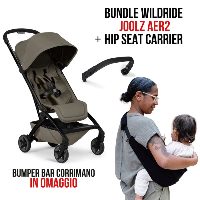 WILDRIDE Bundle Joolz AER2 Passeggino + Marsupio + Corrimano, Bagaglio a Mano, solo 6,5 kg!