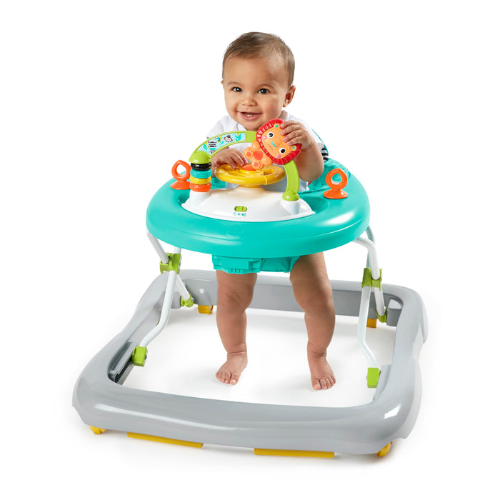 Bright Starts, Girello Pieghevole per Bambini, Primi Passi, Giggling Safari, Divertente e Colorato Abaco, Regolabile in Altezza, Sedile Rimovibile, Lavabile in Lavatrice, a Partire da 6 Mesi+