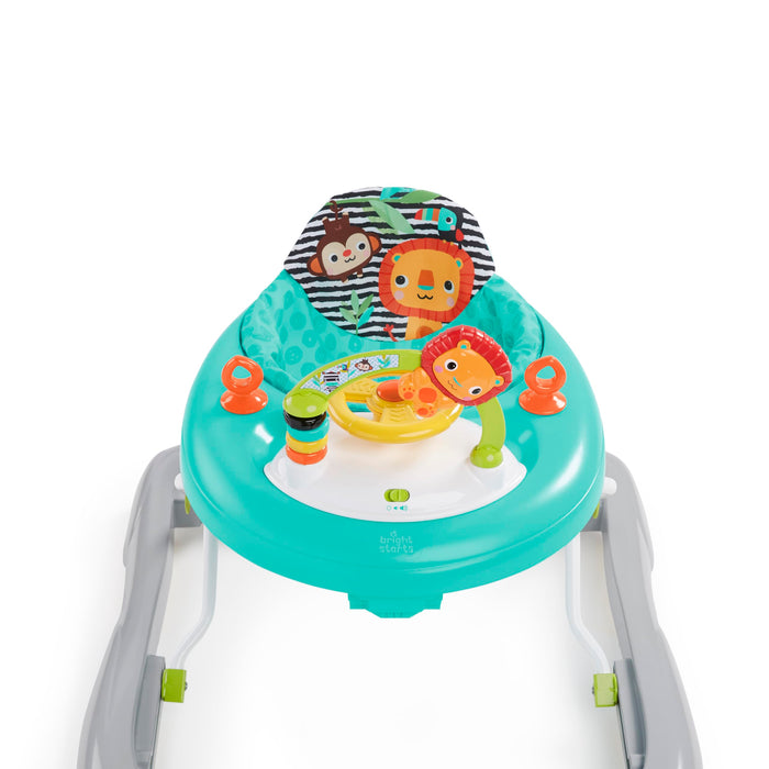Bright Starts, Girello Pieghevole per Bambini, Primi Passi, Giggling Safari, Divertente e Colorato Abaco, Regolabile in Altezza, Sedile Rimovibile, Lavabile in Lavatrice, a Partire da 6 Mesi+