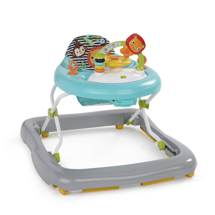 Bright Starts, Girello Pieghevole per Bambini, Primi Passi, Giggling Safari, Divertente e Colorato Abaco, Regolabile in Altezza, Sedile Rimovibile, Lavabile in Lavatrice, a Partire da 6 Mesi+