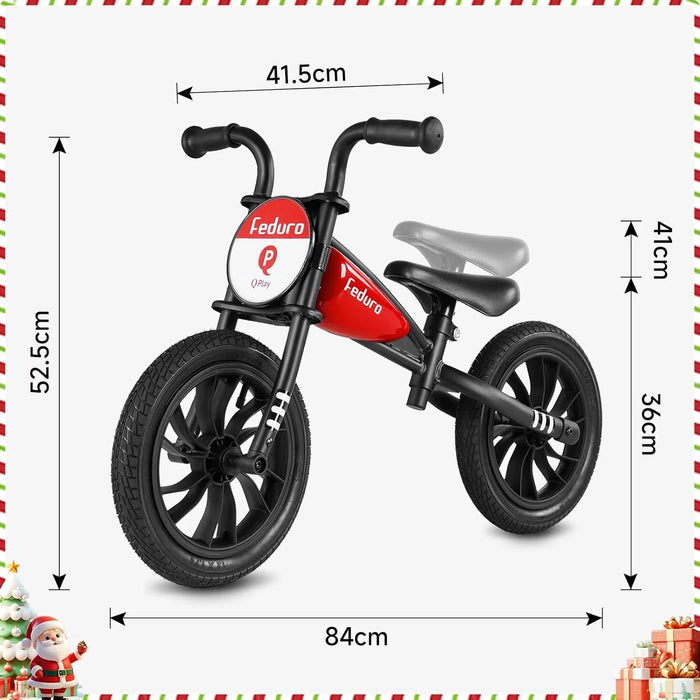 QPLAY Bici per bambini  dai 3 ai 6 anni, bici a spinta da 30,5 cm, senza pedale, con sedile regolabile, idea regalo giocattolo