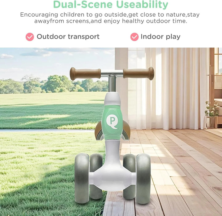 QPlay Baby Walker Balance Bike Età 10-36 Mesi Bici Balance Bike per bambini di 1 anno Pre-School First Bike con 4 ruote senza pedale Giocattoli per bambini
