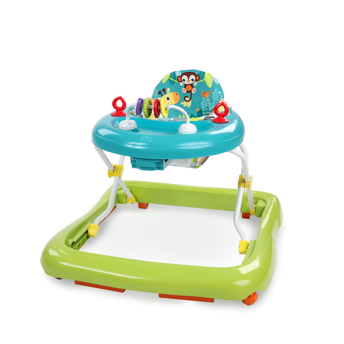 Bright Starts, Girello Pieghevole per Bambini, Primi Passi, Giggling Safari, Divertente e Colorato Abaco, Regolabile in Altezza, Sedile Rimovibile, Lavabile in Lavatrice, a Partire da 6 Mesi+