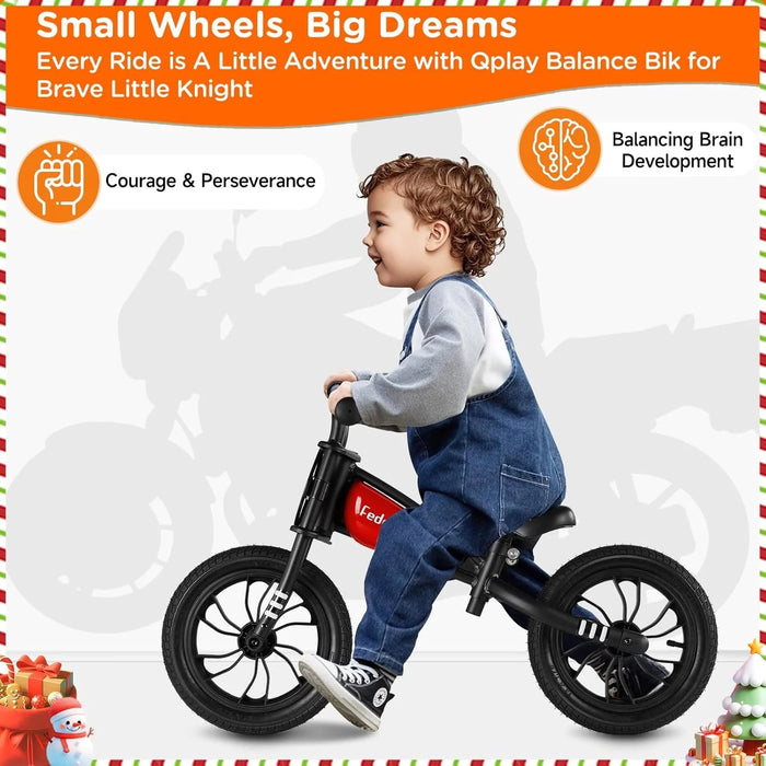QPLAY Bici per bambini  dai 3 ai 6 anni, bici a spinta da 30,5 cm, senza pedale, con sedile regolabile, idea regalo giocattolo