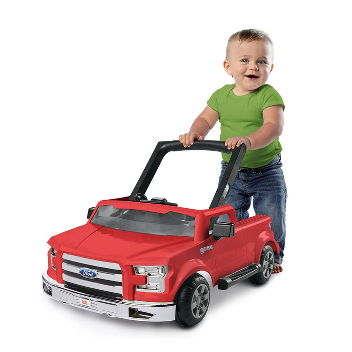 Bright Starts, Ford F-150 4 in 1 rosso, centro attività e girello per bambini con volante rimovibile, neonato, unisex, dai 6 mesi in su