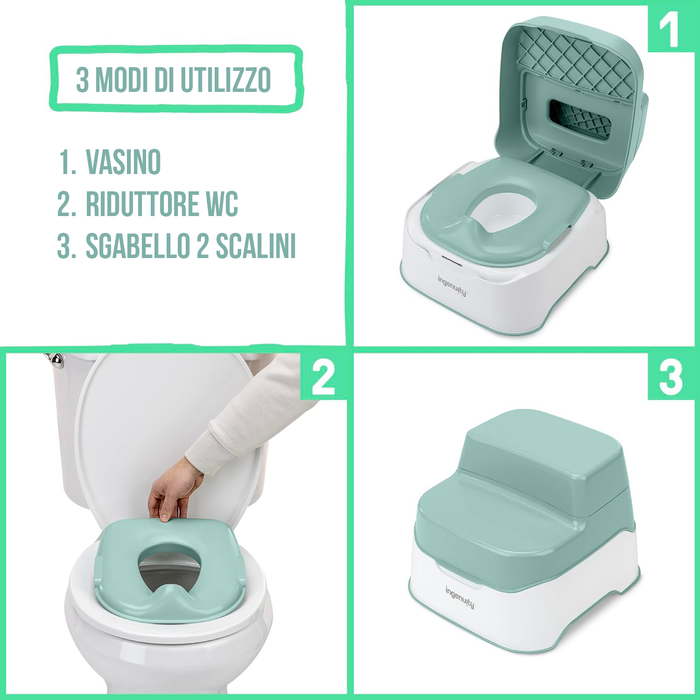 Vasino 3-IN-1 PREPARE TO POTTY, Diventa riduttore WC e sgabello!