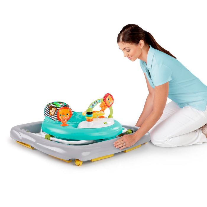 Bright Starts, Girello Pieghevole per Bambini, Primi Passi, Giggling Safari, Divertente e Colorato Abaco, Regolabile in Altezza, Sedile Rimovibile, Lavabile in Lavatrice, a Partire da 6 Mesi+