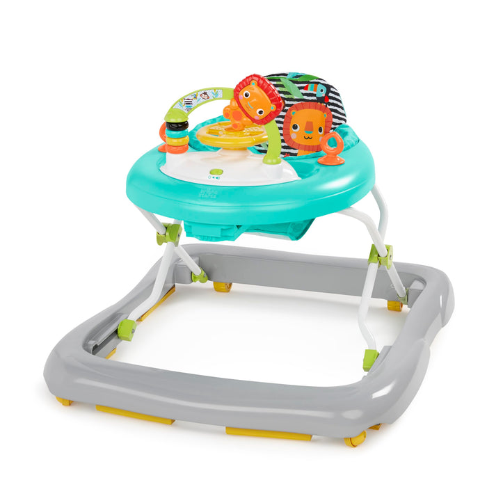 Bright Starts, Girello Pieghevole per Bambini, Primi Passi, Giggling Safari, Divertente e Colorato Abaco, Regolabile in Altezza, Sedile Rimovibile, Lavabile in Lavatrice, a Partire da 6 Mesi+