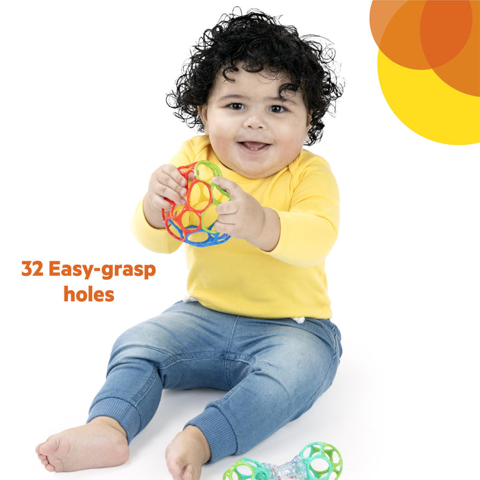 Bright Starts, Set Regalo con Giocattoli Oball Facili da afferrare - Grasp The Day, Confezione da 2 Giocattoli con Pallina e sonaglio, privi di BPA, Unisex, 0+ Mesi