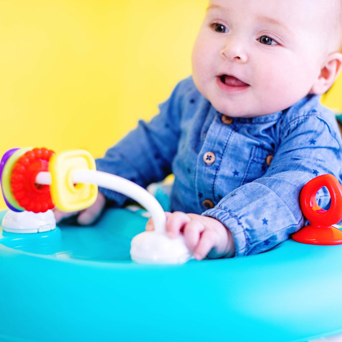 Bright Starts, Girello Pieghevole per Bambini, Primi Passi, Giggling Safari, Divertente e Colorato Abaco, Regolabile in Altezza, Sedile Rimovibile, Lavabile in Lavatrice, a Partire da 6 Mesi+