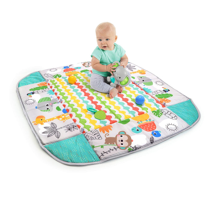 Bright Starts, Palestra di Attività Evolutiva 5in1 - 40 palline, Arco di Gioco, 7 Giocattoli Rimovibili, 20+ Min di Luci e musica, Sviluppo Motorio, da neonato a bambino - Totally Tropical