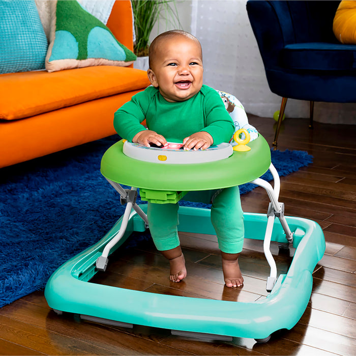 Bright Starts, Girello Pieghevole per Bambini, Primi Passi, Giggling Safari, Divertente e Colorato Abaco, Regolabile in Altezza, Sedile Rimovibile, Lavabile in Lavatrice, a Partire da 6 Mesi+