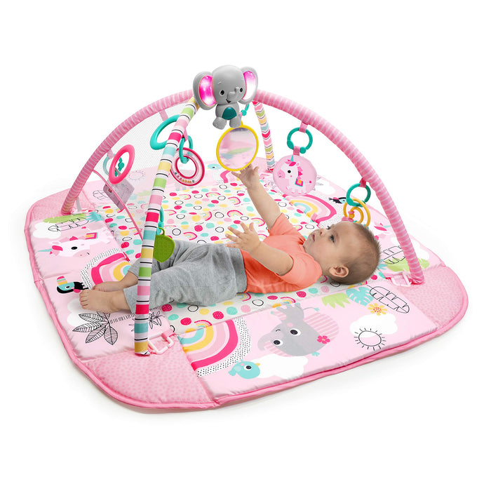 Bright Starts, Palestra di Attività Evolutiva 5in1 - 40 palline, Arco di Gioco, 7 Giocattoli Rimovibili, 20+ Min di Luci e musica, Sviluppo Motorio, da neonato a bambino - Totally Tropical