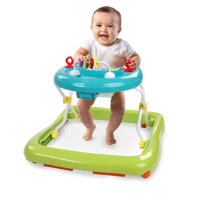 Bright Starts, Girello Pieghevole per Bambini, Primi Passi, Giggling Safari, Divertente e Colorato Abaco, Regolabile in Altezza, Sedile Rimovibile, Lavabile in Lavatrice, a Partire da 6 Mesi+