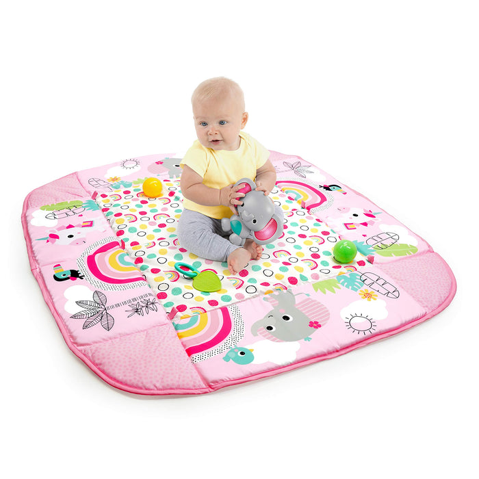 Bright Starts, Palestra di Attività Evolutiva 5in1 - 40 palline, Arco di Gioco, 7 Giocattoli Rimovibili, 20+ Min di Luci e musica, Sviluppo Motorio, da neonato a bambino - Totally Tropical
