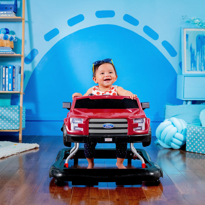 Bright Starts, Ford F-150 4 in 1 rosso, centro attività e girello per bambini con volante rimovibile, neonato, unisex, dai 6 mesi in su