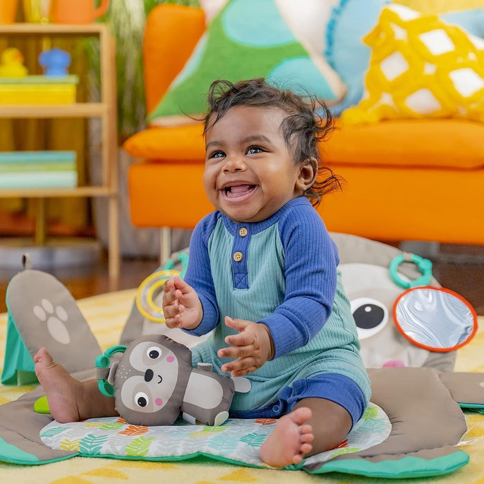 Tappeto Gioco TUMMY TIME BRADIPO palestrina con cuscino e giocattoli, per il primissimo sviluppo motorio