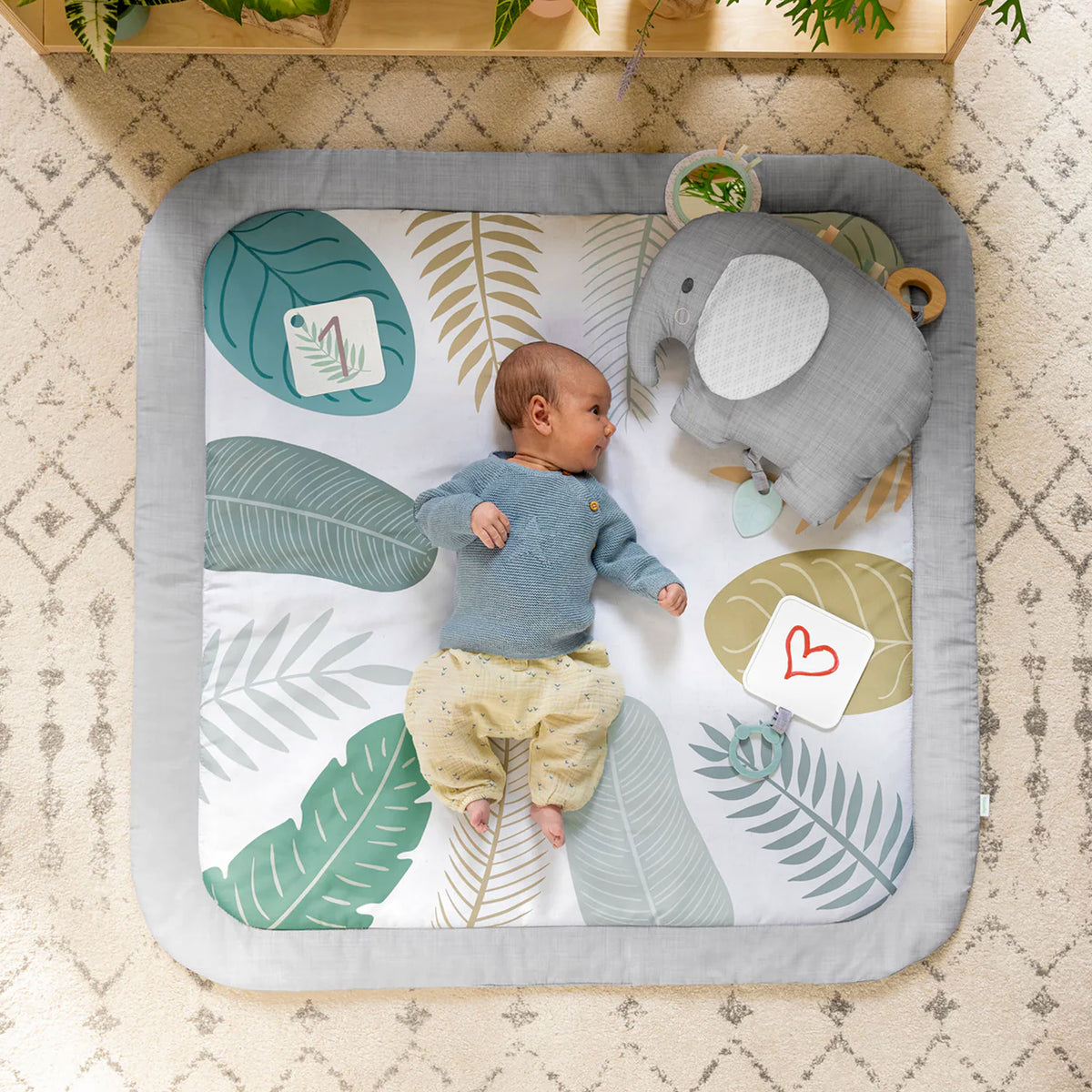 Funsland Tappeto Gioco Bambini 127x127x2.5cm, TPU Impermeabile Pieghevole Tappetino Neonato Gattonamento, Anti-strappo Tappeto Tummy Time Neonati, Sensoriale Tappeto Morbido Per Bambini