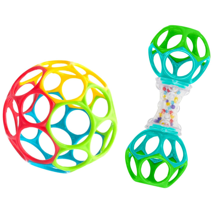 SET Regalo Essential O BALL 2 Giocattoli Sensoriali dalla Nascita, pallina e sonaglio