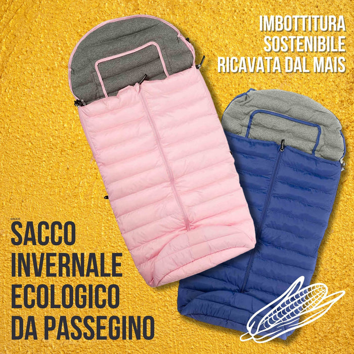 Sacco Invernale ECOLOGICO BEBE DUE Universale da Passeggino con Cerniere