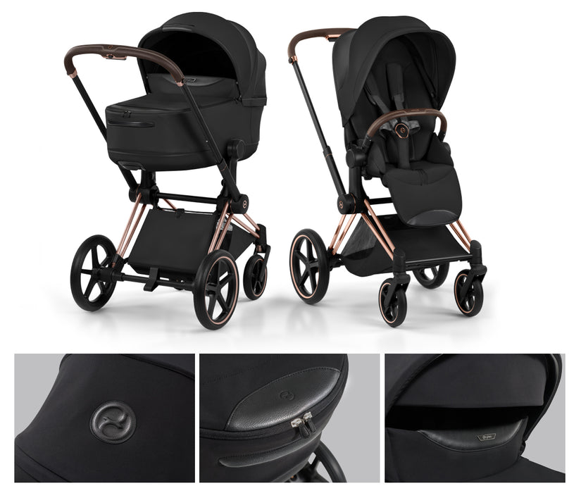 TRIO Passeggino Cybex  PRIAM + Navicella Pieghevole + Ovetto Reclinabile Cloud T Plus, Extra Cittadino per tutti i terreni