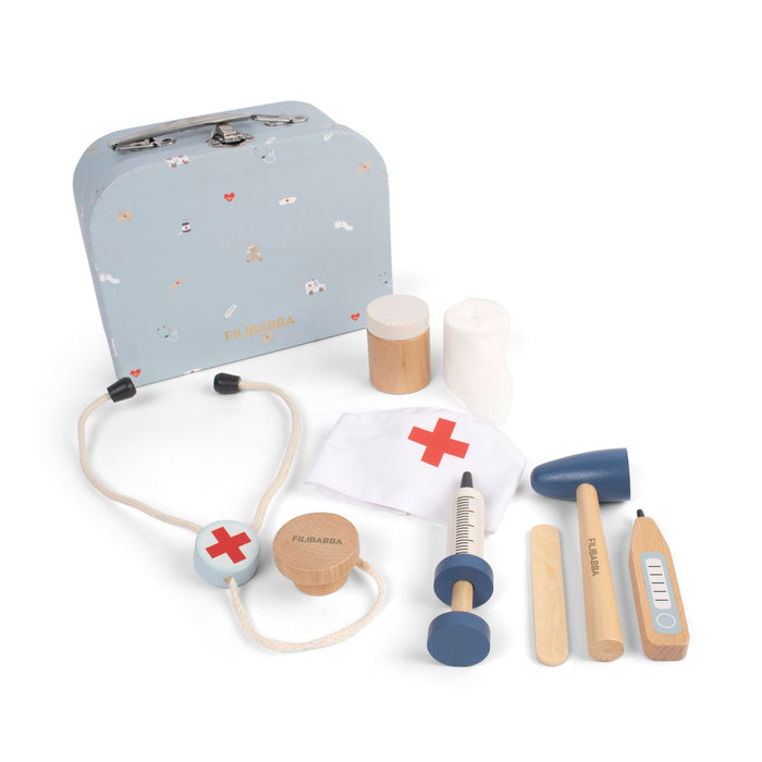 Doctor Set Valigetta Dottore FILIBABBA tanti accessori in legno con scatola