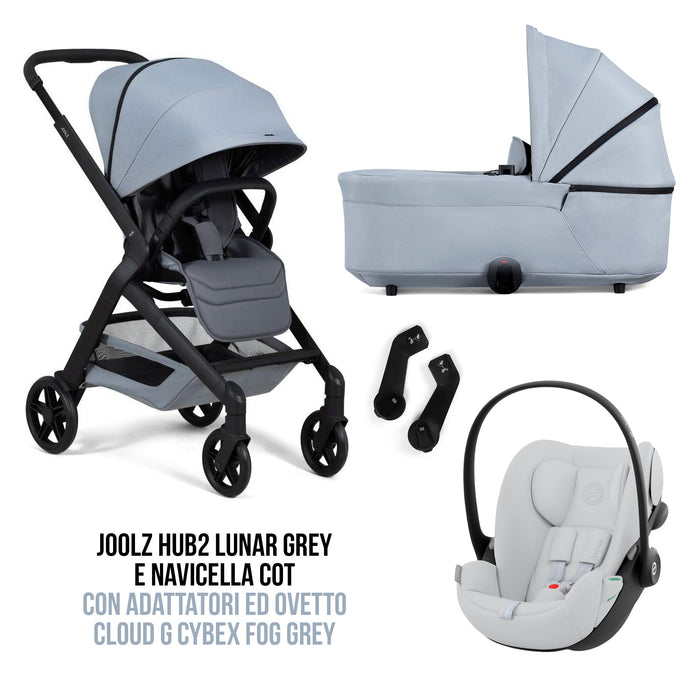 TRIO Joolz HUB2 Lunar Grey Passeggino + Navicella + Ovetto Cybex CLOUD G Fox Grey