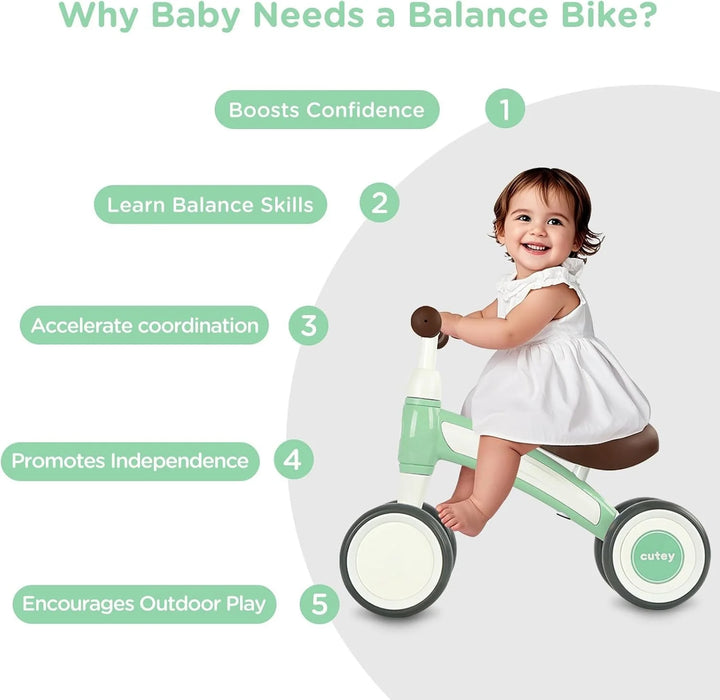 QPlay Baby Walker Balance Bike Età 10-36 Mesi Bici Balance Bike per bambini di 1 anno Pre-School First Bike con 4 ruote senza pedale Giocattoli per bambini