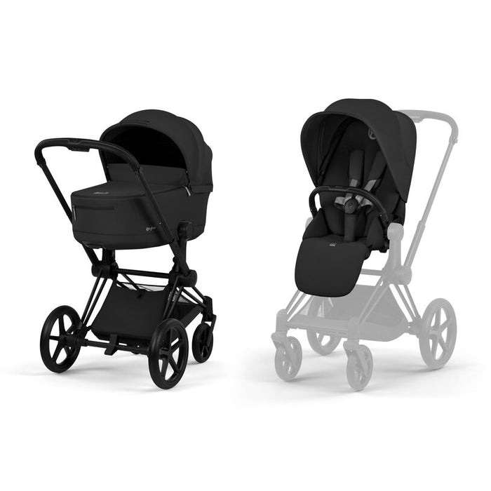 TRIO Passeggino Cybex  PRIAM + Navicella Pieghevole + Ovetto Reclinabile Cloud T Plus, Extra Cittadino per tutti i terreni