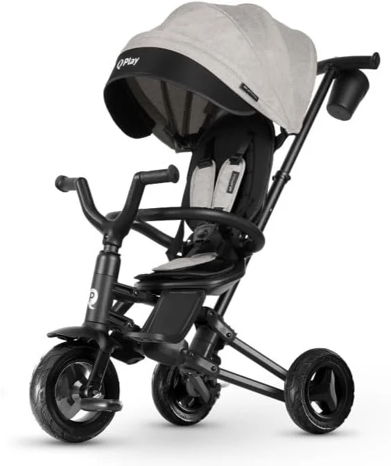 Triciclo Evolutivo QPLAY Nova Niello 6 in 1 Pieghevole, fronte strada e fronte mamma, reclinabile, adatto a bambini dai 10 ai 72 mesi, pieghevole, portata fino a 25 kg