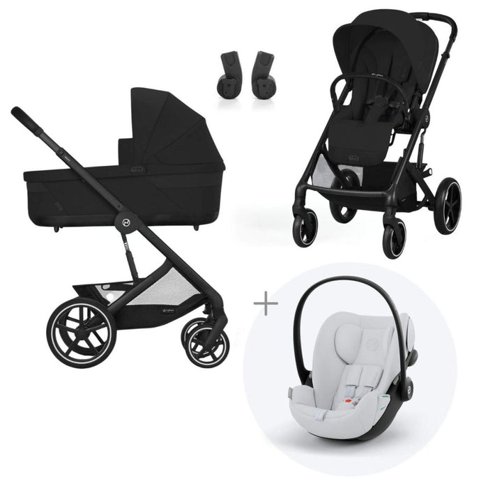 TRIO Passeggino + Navicella Cybex BALIOS S LUX Moon Black + Cloud G Fog Grey