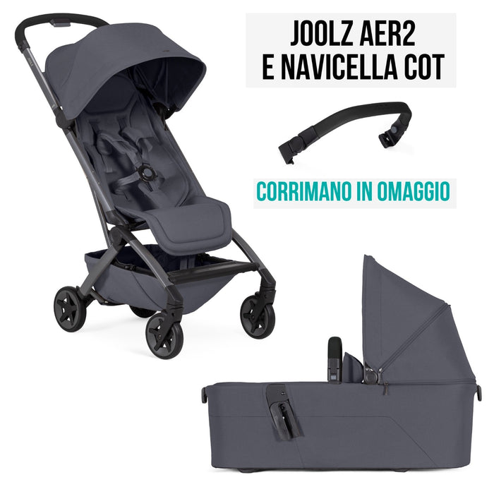 DUO Joolz AER2 Passeggino + Navicella + Corrimano Stone Grey Bagaglio a Mano, solo 6,5 kg!