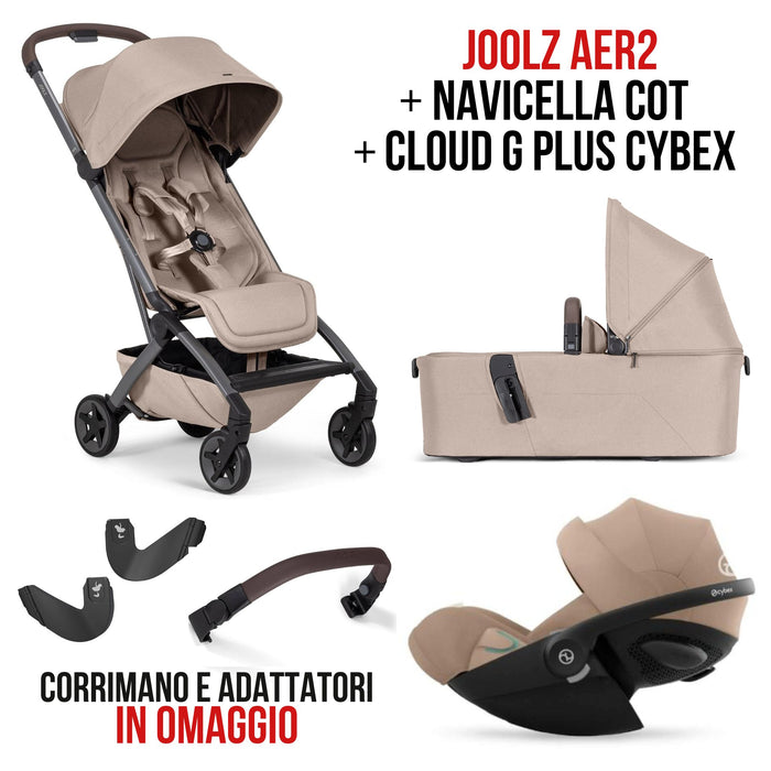 TRIO Joolz AER2 Passeggino + Navicella Pieghevole | Leggero, Compatto, da Nascita a 22 kg, con Ovetto reclinabile CLOUD