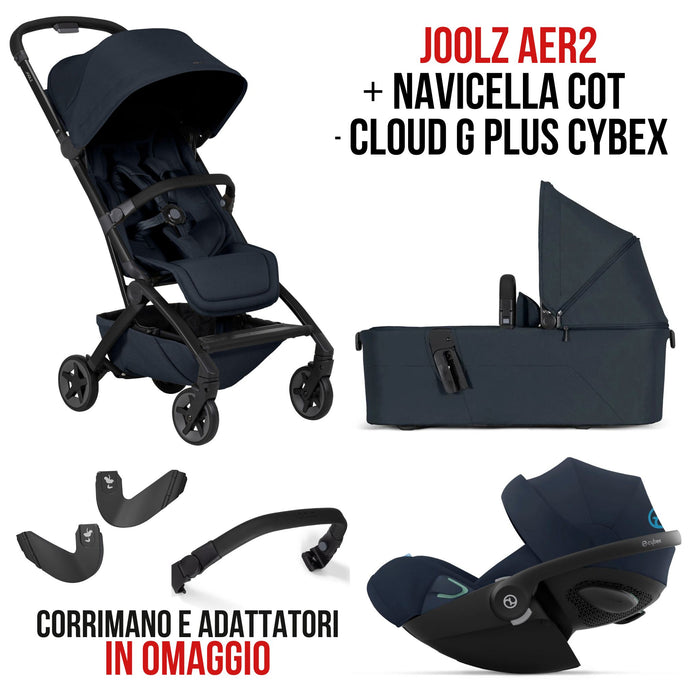 TRIO Joolz AER2 Passeggino + Navicella Pieghevole | Leggero, Compatto, da Nascita a 22 kg, con Ovetto reclinabile CLOUD