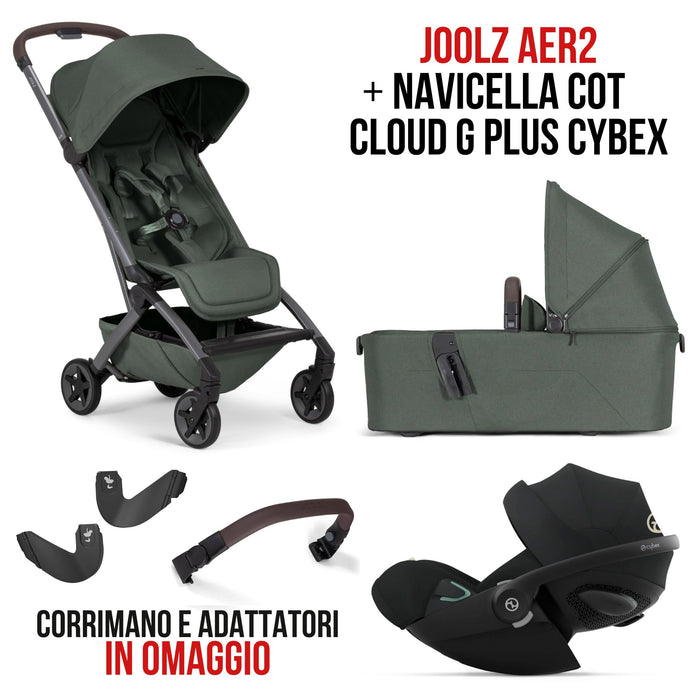 TRIO Joolz AER2 Passeggino + Navicella Pieghevole | Leggero, Compatto, da Nascita a 22 kg, con Ovetto reclinabile CLOUD