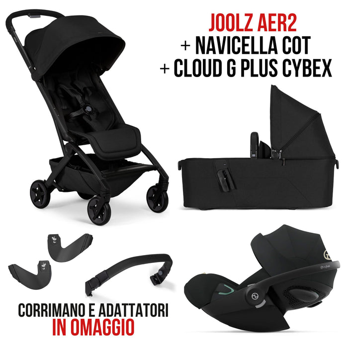 TRIO Joolz AER2 Passeggino + Navicella Pieghevole | Leggero, Compatto, da Nascita a 22 kg, con Ovetto reclinabile CLOUD