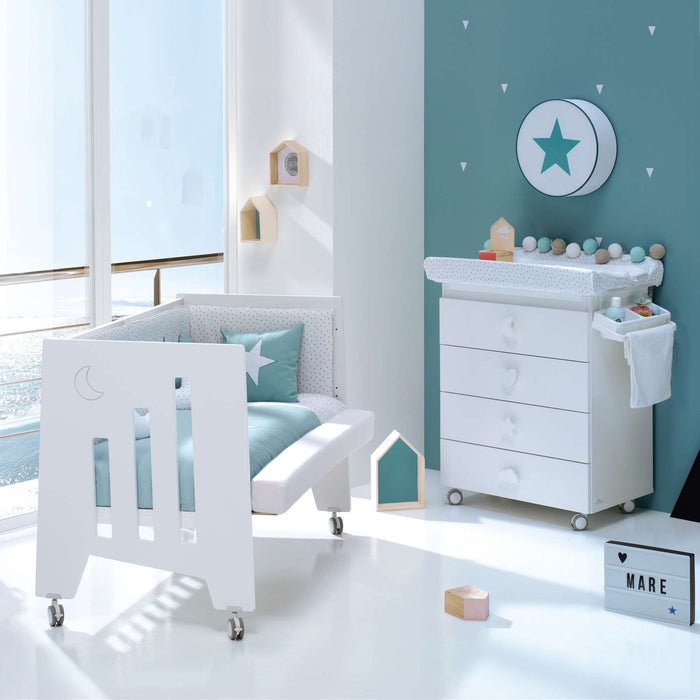 Lettini Montessori PROMO AUTUNNO 5 in 1 ALONDRA 60x120 cm, con Tessile e Sponda