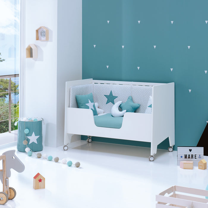 Lettini Montessori PROMO AUTUNNO 5 in 1 ALONDRA 60x120 cm, con Tessile e Sponda
