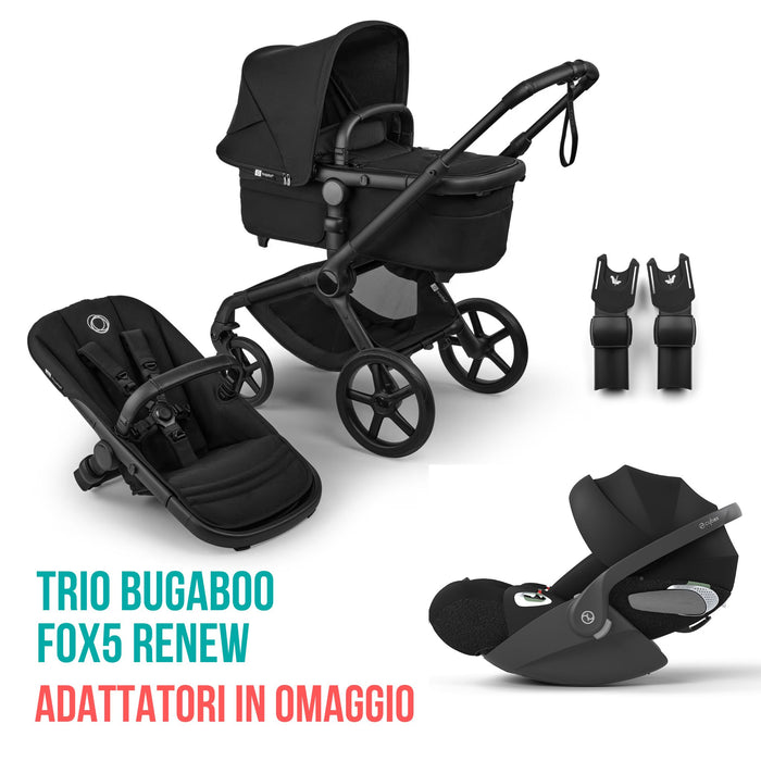 Trio FOX5 RENEW Passeggino & Navicella ALL TERRAIN Bugaboo Extra Cittadino + Ovetto Cloud T Plus Black Cybex