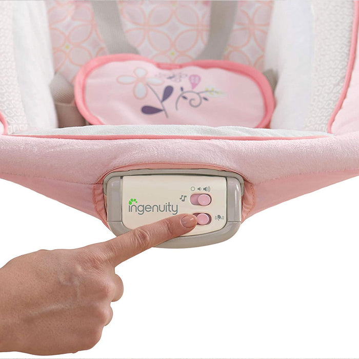 Sdraietta PINK ROCKER fino ai 18 kg reclinabile con Vibrazioni e Melodie