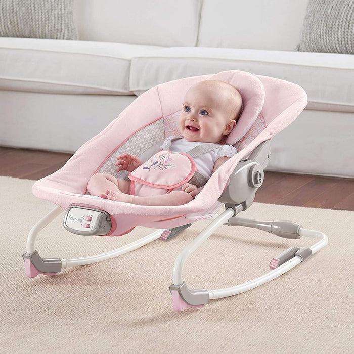 Sdraietta PINK ROCKER fino ai 18 kg reclinabile con Vibrazioni e Melodie