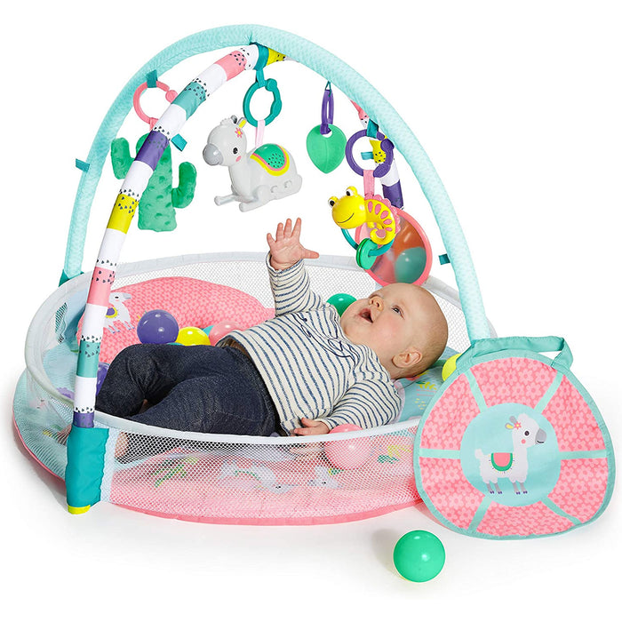 Palestrina Rosa Alpaca 4-in-1 ACTIVITY GYM & BALL ROUND con Bordi, Archi e Palline