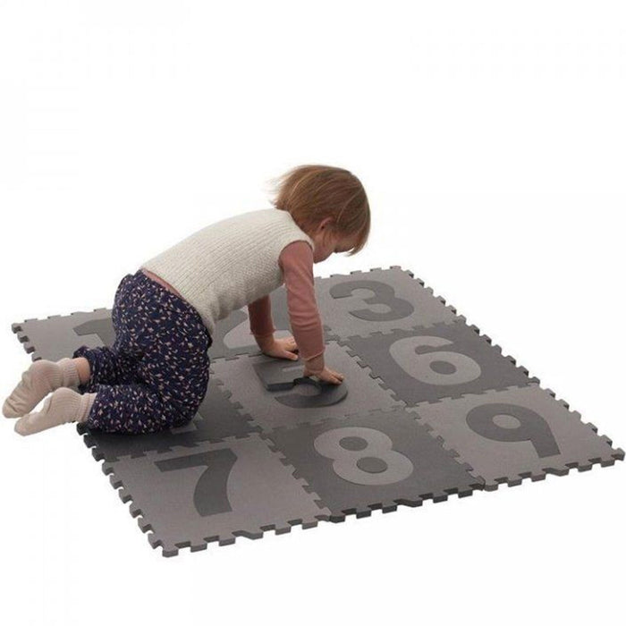 Tappetone Componibile PUZZLE Foam con Numeri Grigio 9 pz